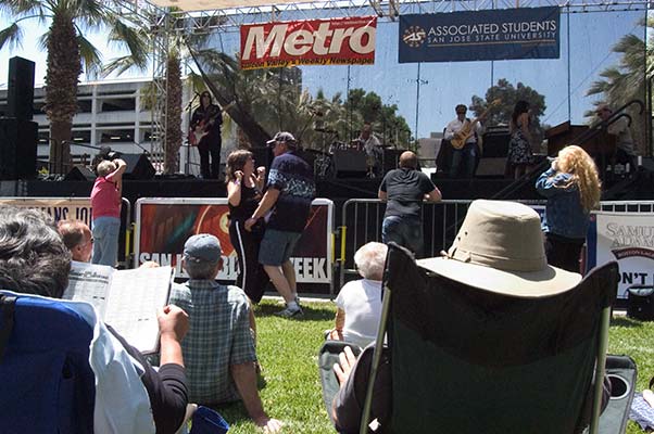 Photographers and dancers at San Jose Blues Festival