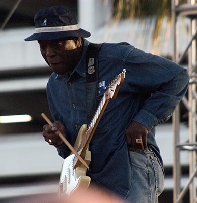 Buddy Guy can play without touching the instrument